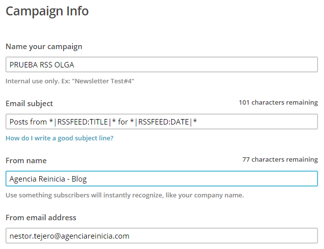 RSS campaign info