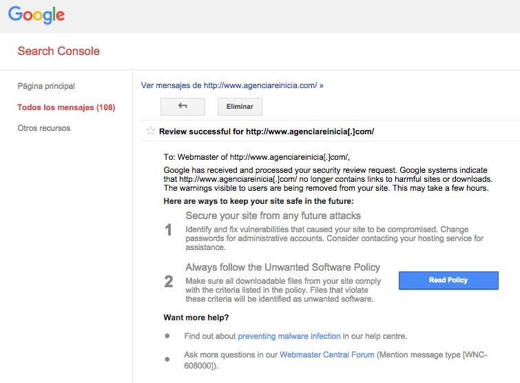 search-console-virus-limpiado