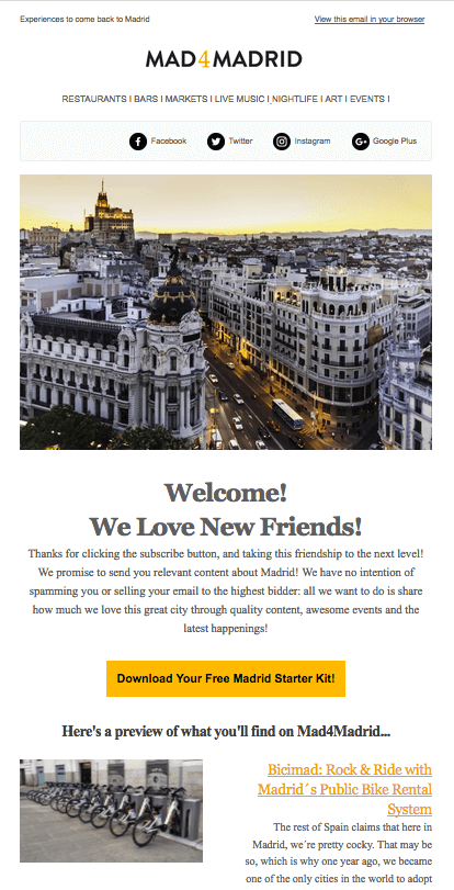 Primer Newsletter del automatismo de bienvenida